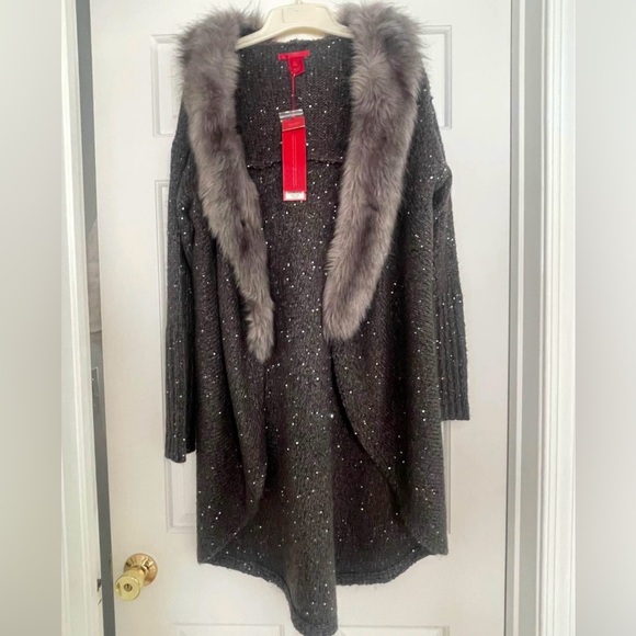 Long Fur Cardigan Hooded Sweater - Picture 1 of 5